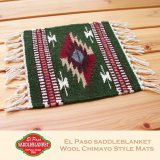 エルパソサドルブランケット サウスウエスト チマヨデザイン ラグマット（約27cmx26cm）/El Paso Saddleblanket Wool Chimayo Style Mats