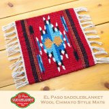 エルパソサドルブランケット サウスウエスト チマヨデザイン ラグマット（約27cmx26cm）/El Paso Saddleblanket Wool Chimayo Style Mats