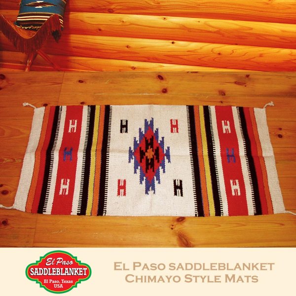 画像1: エルパソサドルブランケット サンタフェ ラグマット（約50cmx100cm）/El Paso Saddleblanket Santa Fe Style Mats