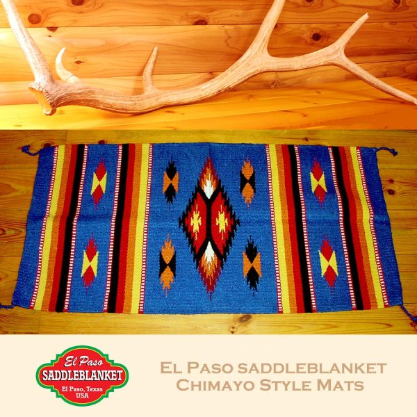 画像1: エルパソサドルブランケット サンタフェ ラグマット（約50cmx100cm）/El Paso Saddleblanket Santa Fe Style Mats