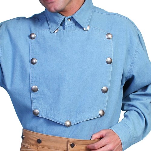 画像クリックで大きく確認できます　Click↓1: スカリー ウエスタン ビブフロント キャバルリーシャツ（長袖/デニムブルー）/Scully Range Wear Bib Front Shirt Blue(Men's)
