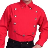スカリー ウエスタン ビブフロント キャバルリーシャツ（長袖/レッド）/Scully Range Wear Bib Front Shirt Red(Men's)