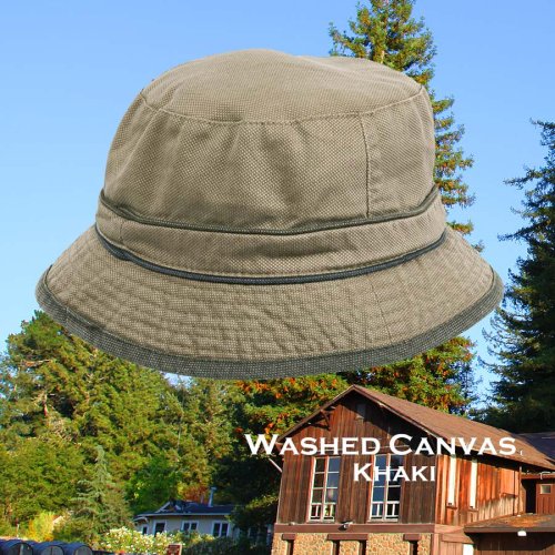 画像クリックで大きく確認できます　Click↓1: ドーフマン パシフィック メッシュラインドクラウン ウォッシュド キャンバス バケット ハット（カーキ）/DPC Dorfman Pacific Mesh-Lined Washed Canvas Bucket Hat(Khaki)