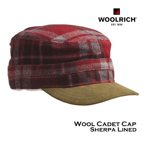 画像クリックで大きく確認できます　Click↓1: ウールリッチ シェルパラインド ウール カデット キャップ（ルビー）/Woolrich Cadet Cap(Ruby)