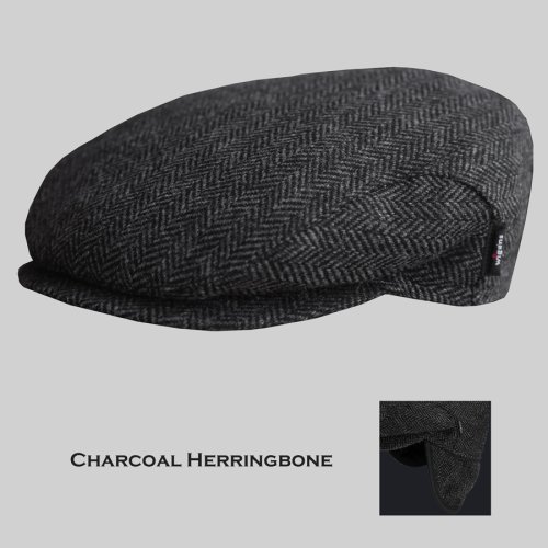 画像クリックで大きく確認できます　Click↓1: ヴィゲーンズ ヘリンボーン キャップ（チャコール）/Wigens Cap(Charcoal)