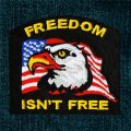 ワッペン アメリカンイーグル 星条旗 FREEDOM ISN'T FREE ブラック/Patch