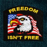 ワッペン アメリカンイーグル 星条旗 FREEDOM ISN'T FREE ブラック/Patch