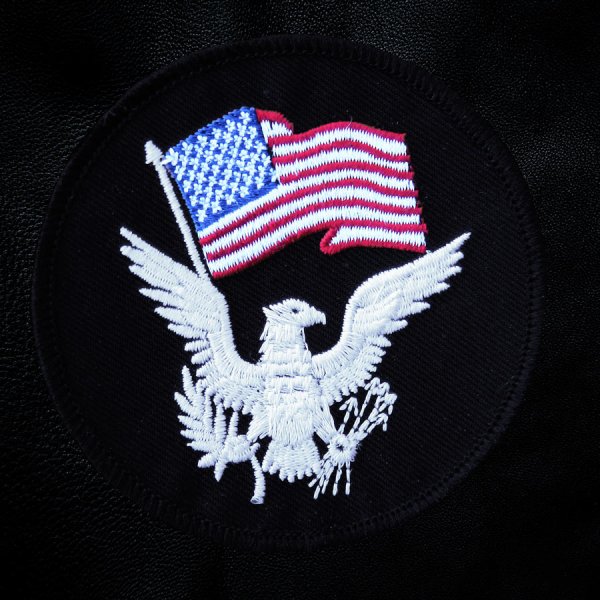 画像1: ワッペン アメリカ国旗&イーグル ブラック/Patch