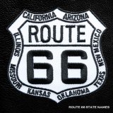 ワッペン ルート66 8州 ホワイト・ブラック/Patch Route 66