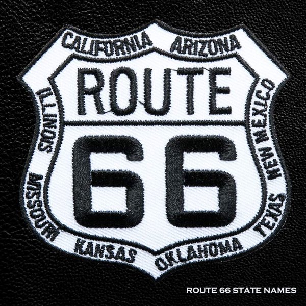 画像1: ワッペン ルート66 8州 ホワイト・ブラック/Patch Route 66