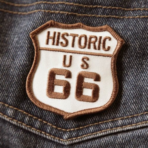 画像クリックで大きく確認できます　Click↓1: ワッペン ヒストリック ルート66 クリーム・ブラウン/Patch Route 66