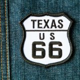 ワッペン テキサス US ルート66 ブラック・ホワイト 63mm×63mm/Patch TEXAS Route 66