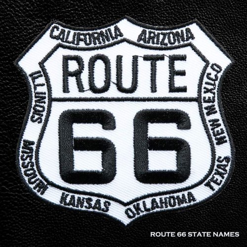 画像クリックで大きく確認できます　Click↓1: ワッペン ルート66 8州 ホワイト・ブラック/Patch Route 66