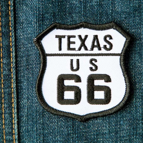 画像クリックで大きく確認できます　Click↓1: ワッペン テキサス US ルート66 ブラック・ホワイト 63mm×63mm/Patch TEXAS Route 66