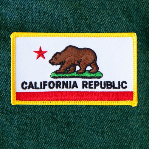 画像クリックで大きく確認できます　Click↓1: ワッペン カリフォルニア リパブリック 州旗 グリズリーベアー/Patch California Republic