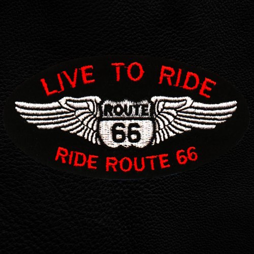 画像クリックで大きく確認できます　Click↓1: ワッペン ルート66 LIVE TO RIDE ブラック/Patch Route 66