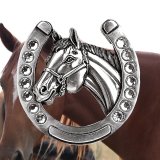 ノコナ ブレイジンロックス ホース&ホースシュー ラインストーン ベルト バックル（シルバー）/Nocona Blagin Roxx Horseshoe&Horsehead Belt Buckle