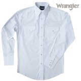 ラングラー ウエスタンシャツ ホワイト無地（長袖）/Wrangler Long Sleeve Western Shirt(White)