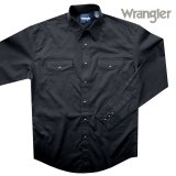 ラングラー ウエスタンシャツ ブラック無地（長袖）/Wrangler Long Sleeve Western Shirt(Black)