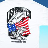 アメリカン フィッシング アメリカ国旗 半袖 Tシャツ（ホワイト）/U.S. Fishing Short Sleeve T-shirt(White)
