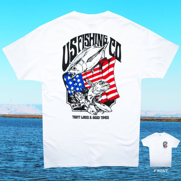 画像2: アメリカン フィッシング アメリカ国旗 半袖 Tシャツ（ホワイト）/U.S. Fishing Short Sleeve T-shirt(White)