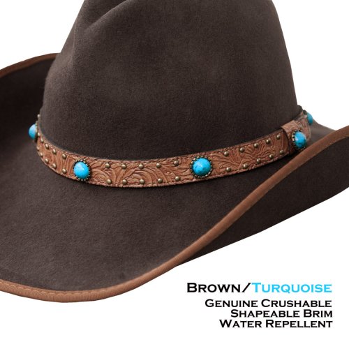 画像クリックで大きく確認できます　Click↓2: ブラウン&ターコイズ クラッシャブル ウール フェルト ハット/Crushable Wool Felt Hat(Brown/Turquoise)