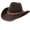 スカラ ブラウン&ターコイズ クラッシャブル ウール フェルト アウトバック ハット/Scala Crushable Wool Felt Outback Hat(Brown/Turquoise)