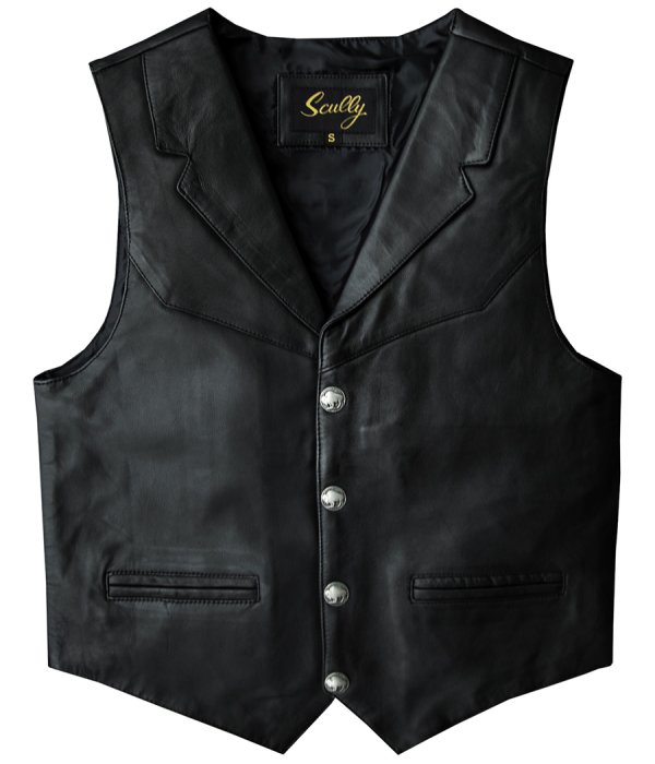 画像3: スカリー バッファロースナップ レザー ベスト（ブラック）/Scully Lamb Leather Vest(Black)