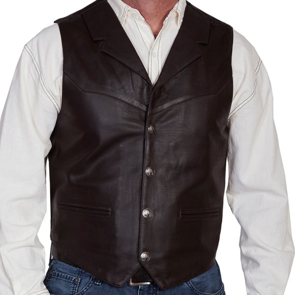 画像2: スカリー バッファロースナップ レザー ベスト（ブラウン）/Scully Lamb Leather Vest(Brown)
