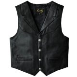 スカリー バッファロースナップ レザー ベスト（ブラック）/Scully Lamb Leather Vest(Black)