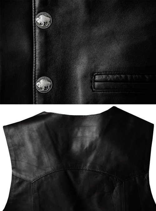 画像クリックで大きく確認できます　Click↓2: スカリー バッファロースナップ レザー ベスト（ブラック）/Scully Lamb Leather Vest(Black)