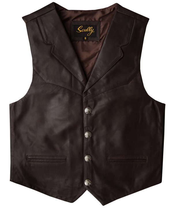 画像3: スカリー バッファロースナップ レザー ベスト（ブラウン）/Scully Lamb Leather Vest(Brown)