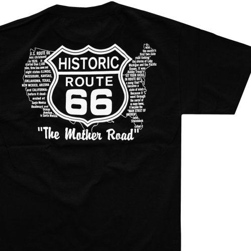画像クリックで大きく確認できます　Click↓1: ルート66 半袖 Tシャツ（ブラック・ ホワイト）/Historic Route 66 T-shirt (Black)