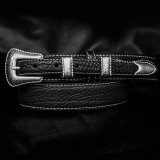 バッファロー アメリカンバイソン レザー 4ピース レンジャーベルト（ブラック）/American Bison Leather Belt(Black)