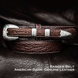 バッファローレザー 4ピース レンジャーベルト（ブラウン）/American Bison Leather Belt(Brown)