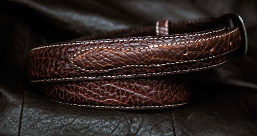 画像クリックで大きく確認できます　Click↓2: バッファローレザー 4ピース レンジャーベルト（ブラウン）/American Bison Leather Belt(Brown)