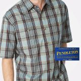 ペンドルトン 半袖 シャツ ブルー・マルーン・グレー（身幅57cm）/Pendleton Shortsleeve Santiam Shirt