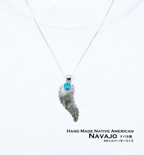 画像クリックで大きく確認できます　Click↓1: ナバホ インディアン作 ペンダント トップ/Navajo Sterling Silver Turquoise Pendant