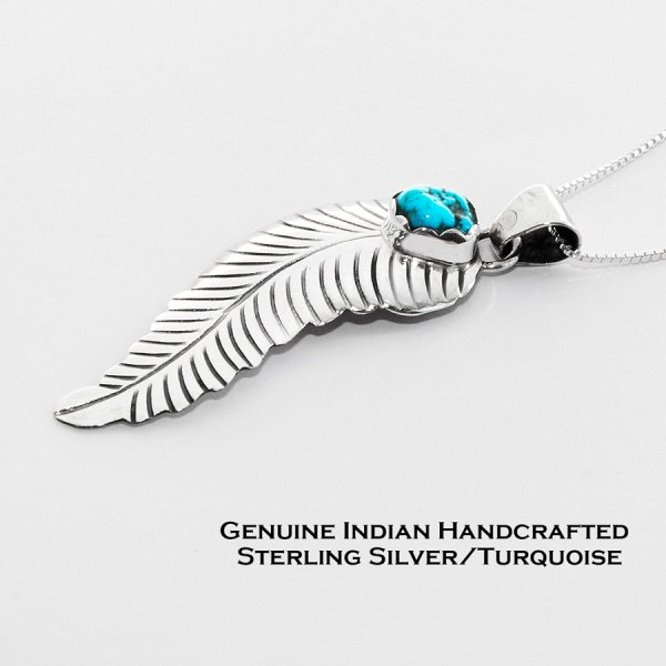 画像1: ナバホ インディアン作 ペンダント トップ/Navajo Sterling Silver Turquoise Pendant