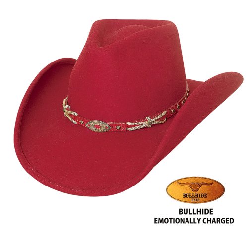 画像クリックで大きく確認できます　Click↓1: ブルハイド ウール ウエスタンハット エモーショナリーチャージ（レッド）/Bullhide Western Hat Emotionally Charged(Red)