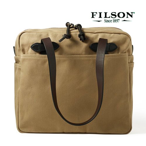 画像クリックで大きく確認できます　Click↓1: フィルソン トートバッグ（ファスナー付き/カーキ）/Filson Tote Bag with Zipper(Tan)