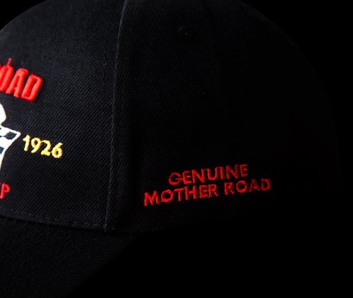 画像クリックで大きく確認できます　Click↓2: ルート66 チェッカーフラッグ 刺繍 キャップ（ブラック）/Route 66 Cap(Black) GENUINE MOTHER ROAD