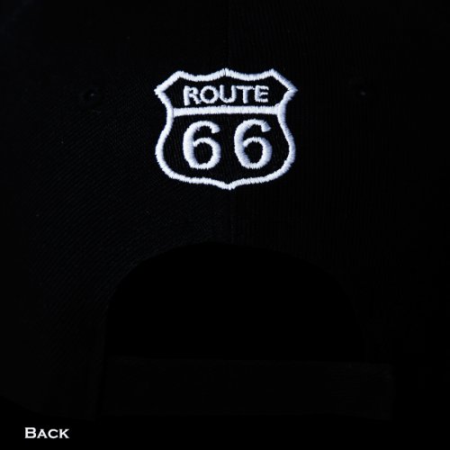 画像クリックで大きく確認できます　Click↓3: ルート66 チェッカーフラッグ 刺繍 キャップ（ブラック）/Route 66 Cap(Black) GENUINE MOTHER ROAD