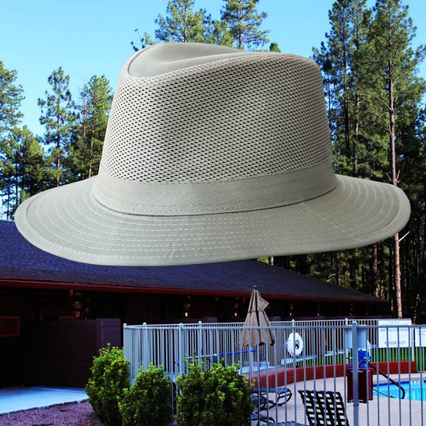 画像1: DPC ドーフマン パシフィック メッシュクラウン サファリ ハット（カーキ）/Dorfman Pacific Mesh Crown Safari Hat(Khaki)