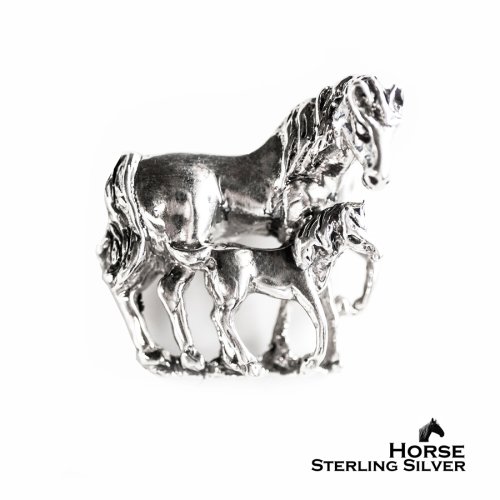 画像クリックで大きく確認できます　Click↓1: スターリングシルバー 2ホース 馬 ブローチ/Sterling Silver Horse Brooch
