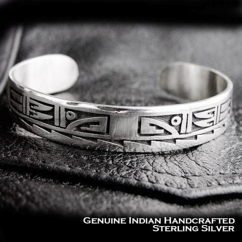 画像クリックで大きく確認できます　Click↓1: ホピ ハンドメイド シルバー ブレスレット/Native American Hopi 925 Sterling Silver Bracelet