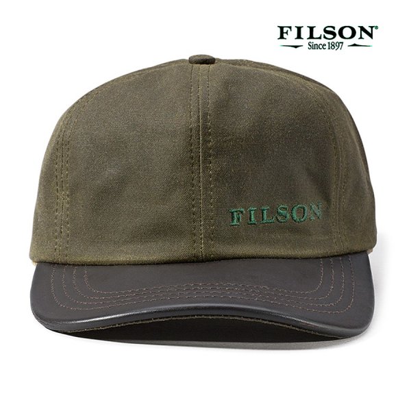 画像1: フィルソン ティンクロス レザー キャップ（オッターグリーン）/Filson Tin Cloth Leather Cap(Otter Green)