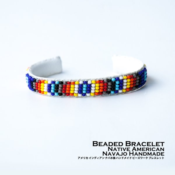 画像1: ナバホ ビーズ ブレスレット ビーズワーク バングル・ ハンドメイド インディアンジュエリー/Native American Navajo Beaded Bracelet