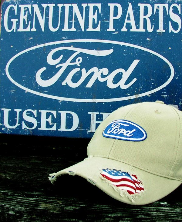 画像3: フォード ロゴ&アメリカ国旗 刺繍 ビンテージ キャップ/Ford Cap(Light Khaki)