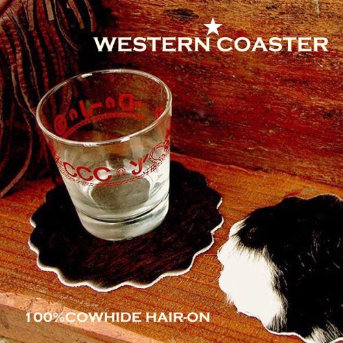 画像クリックで大きく確認できます　Click↓1: ウエスタン 牛毛皮 コースター/Cowhide Hair-on Coaster